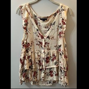 American Eagle Women’s Babydoll Floral Print Tank Top, SZ: Large